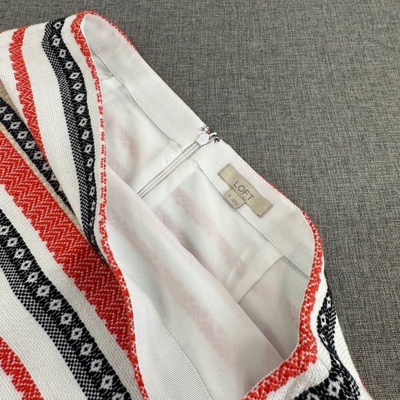 LOFT Woven Skirt‎ Striped Size 6 Shell: 100% Cotton Lined Zipper Closure Boho - Picture 9 of 12